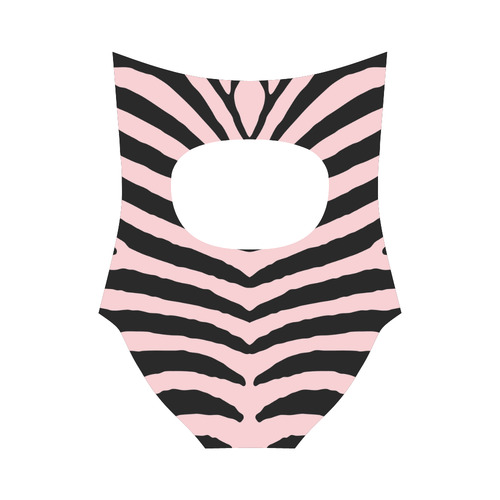 Pink and Black Zebra Stripe Strap Swimsuit ( Model S05)