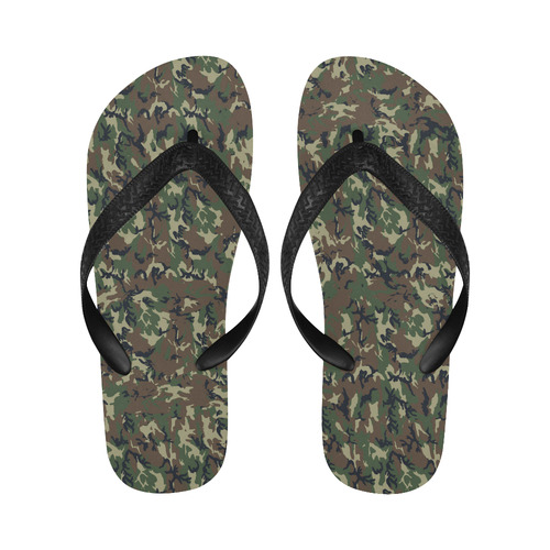 Forest Camouflage Military Pattern Flip Flops for Men/Women (Model 040)