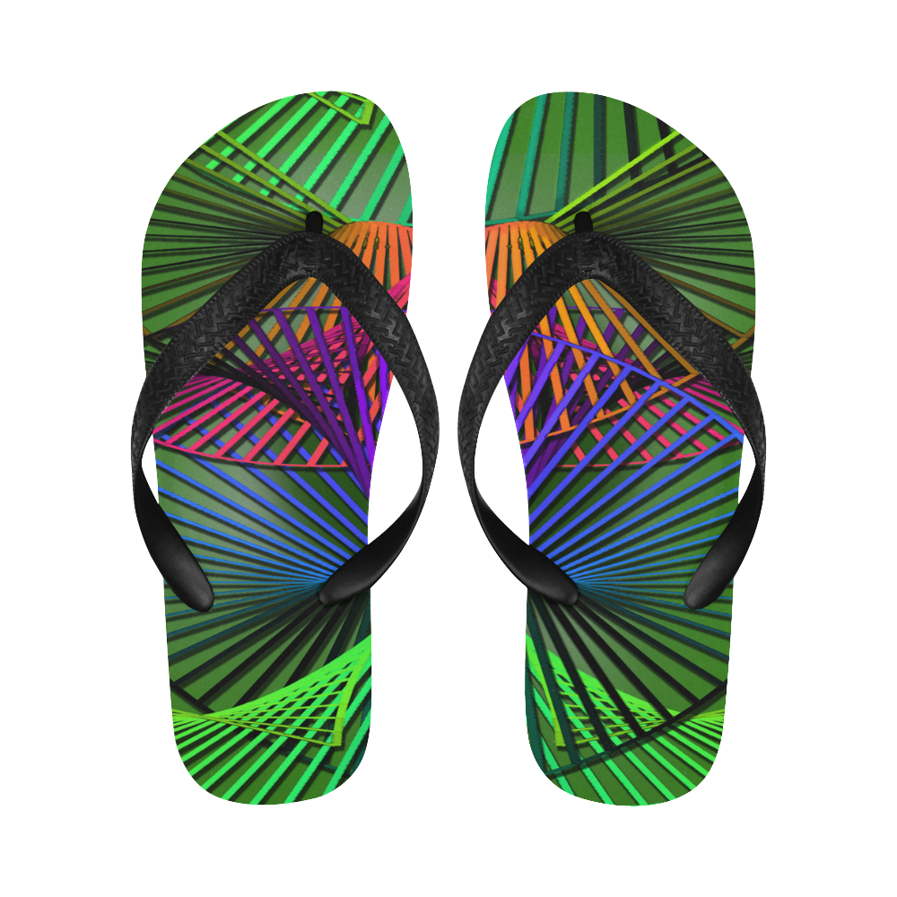 Abstract Multicolor Helix Flip Flops for Men/Women (Model 040)