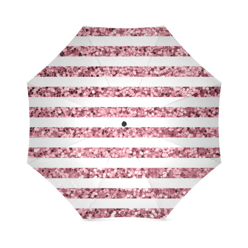 Pink Glitter Sparkle Stripes Foldable Umbrella (Model U01)