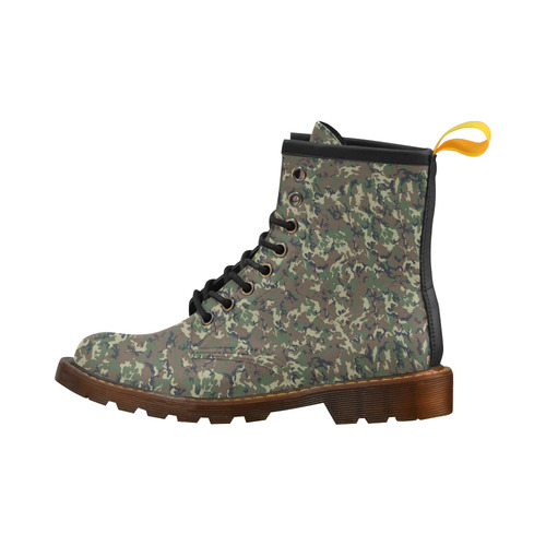 Forest Camouflage Military Pattern High Grade PU Leather Martin Boots For Women Model 402H