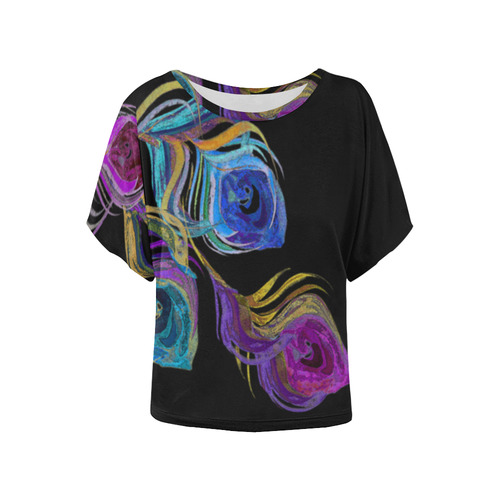 peacock2 Women's Batwing-Sleeved Blouse T shirt (Model T44)