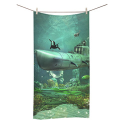 Awesome submarine with orca Bath Towel 30"x56"