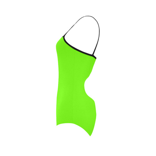 Fluorescent Green Neon With Black Piping Strap Swimsuit ( Model S05)