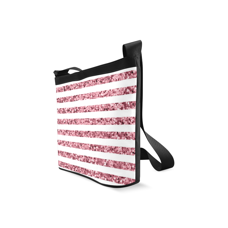 Pink Glitter Sparkle Stripes Crossbody Bags (Model 1613)