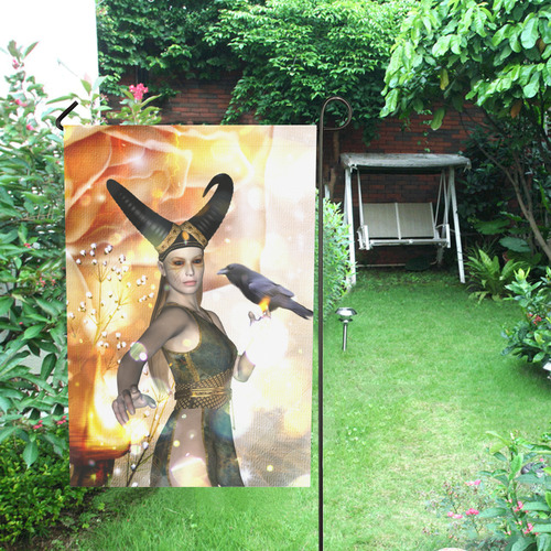 Awesome fantasy girl with crow Garden Flag 28''x40'' （Without Flagpole）