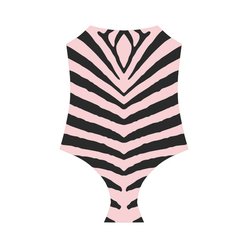 Pink and Black Zebra Stripe Strap Swimsuit ( Model S05)