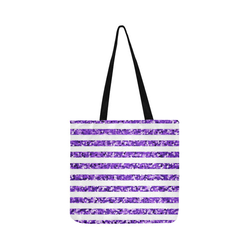Purple Glitter Sparkle Stripes Reusable Shopping Bag Model 1660 (Two sides)