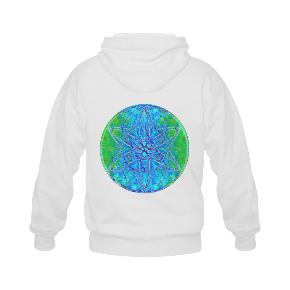 protection in nature colors-teal, blue and green Gildan Full Zip Hooded Sweatshirt (Model H02)