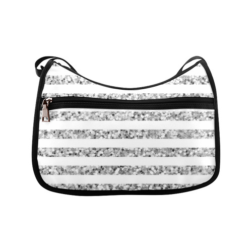 Silver Glitter Sparkle Stripes Crossbody Bags (Model 1616)