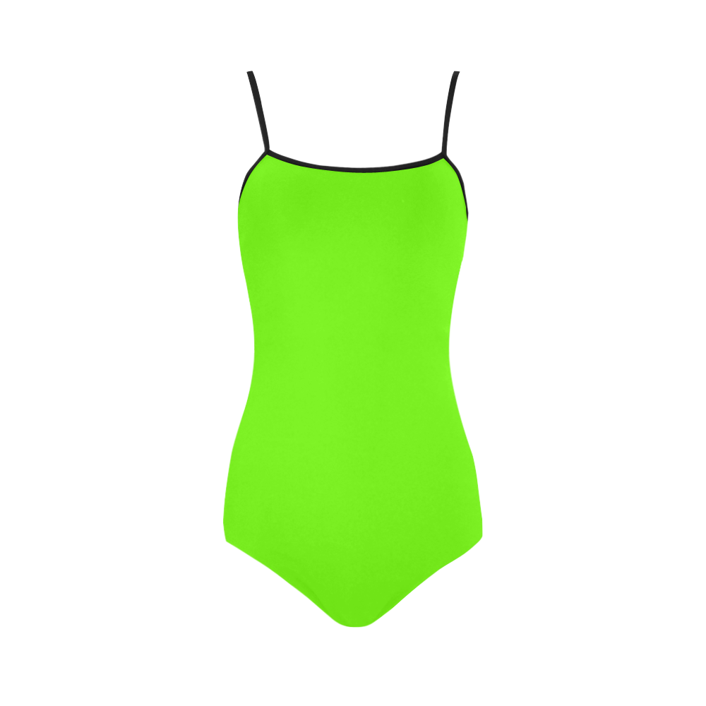 Fluorescent Green Neon With Black Piping Strap Swimsuit ( Model S05)