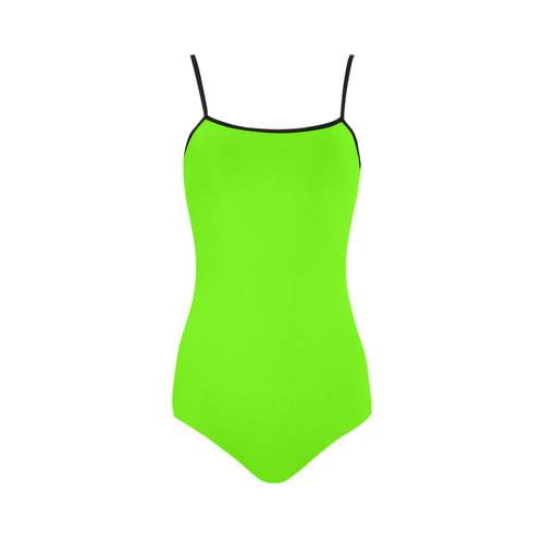 Fluorescent Green Neon With Black Piping Strap Swimsuit ( Model S05)