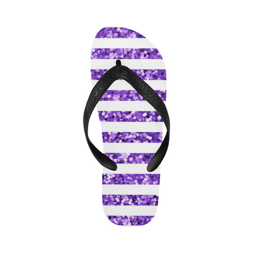 Purple Glitter Sparkle Stripes Flip Flops for Men/Women (Model 040)