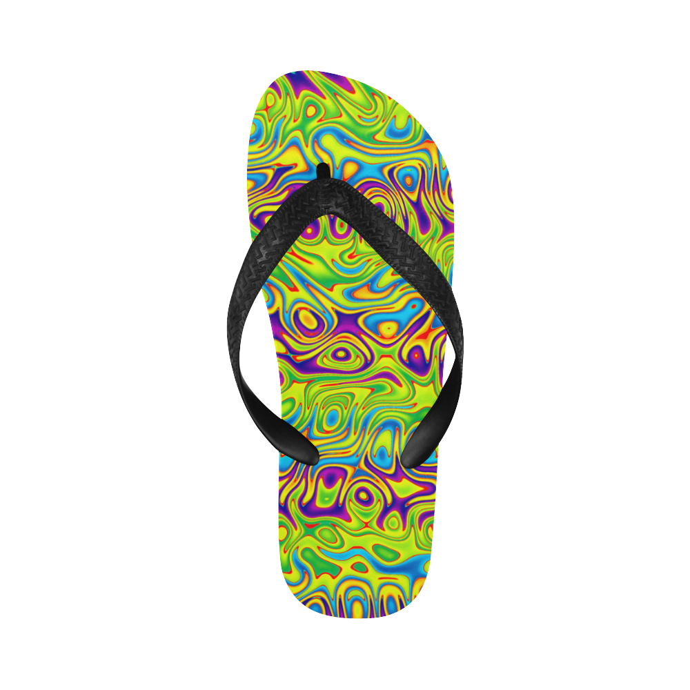 Multicolored Swimming Dots Flip Flops for Men/Women (Model 040)