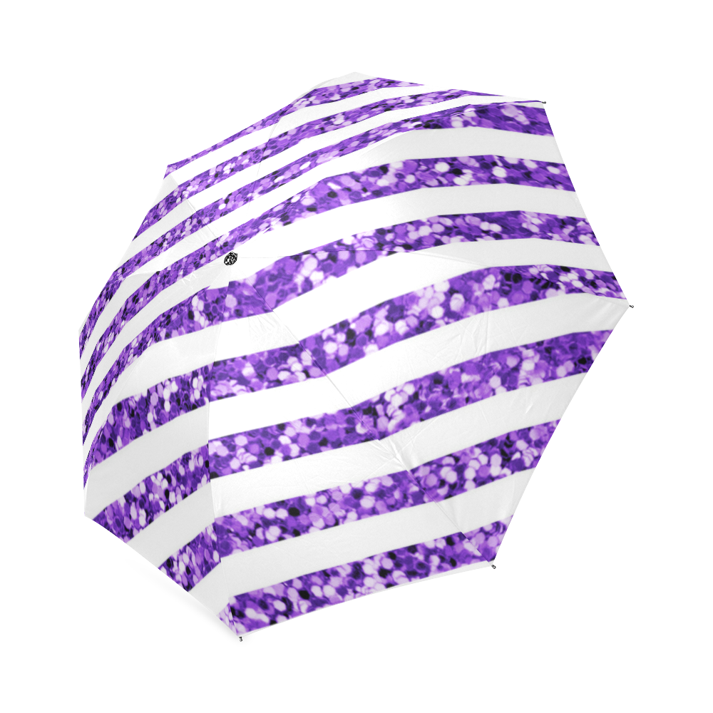 Purple Glitter Sparkle Stripes Foldable Umbrella (Model U01)