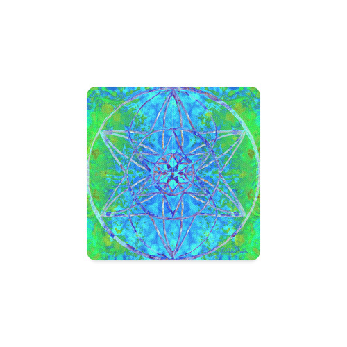 protection in nature colors-teal, blue and green Square Coaster