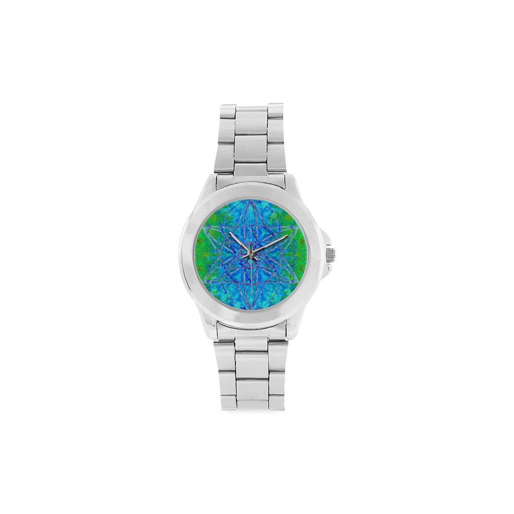 protection in nature colors-teal, blue and green Unisex Stainless Steel Watch(Model 103)