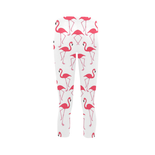 Flamingos on White background Capri Legging (Model L02)