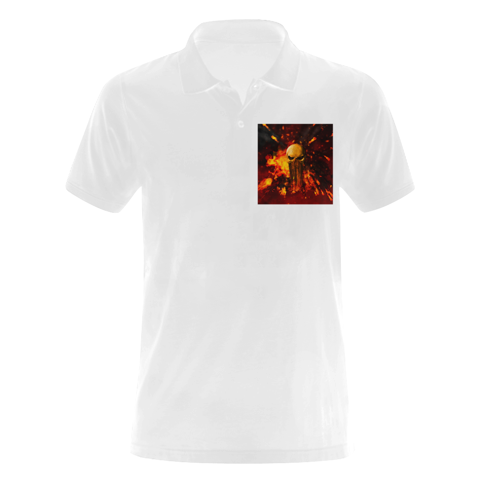 Amazing skull with fire Men's Polo Shirt (Model T24)