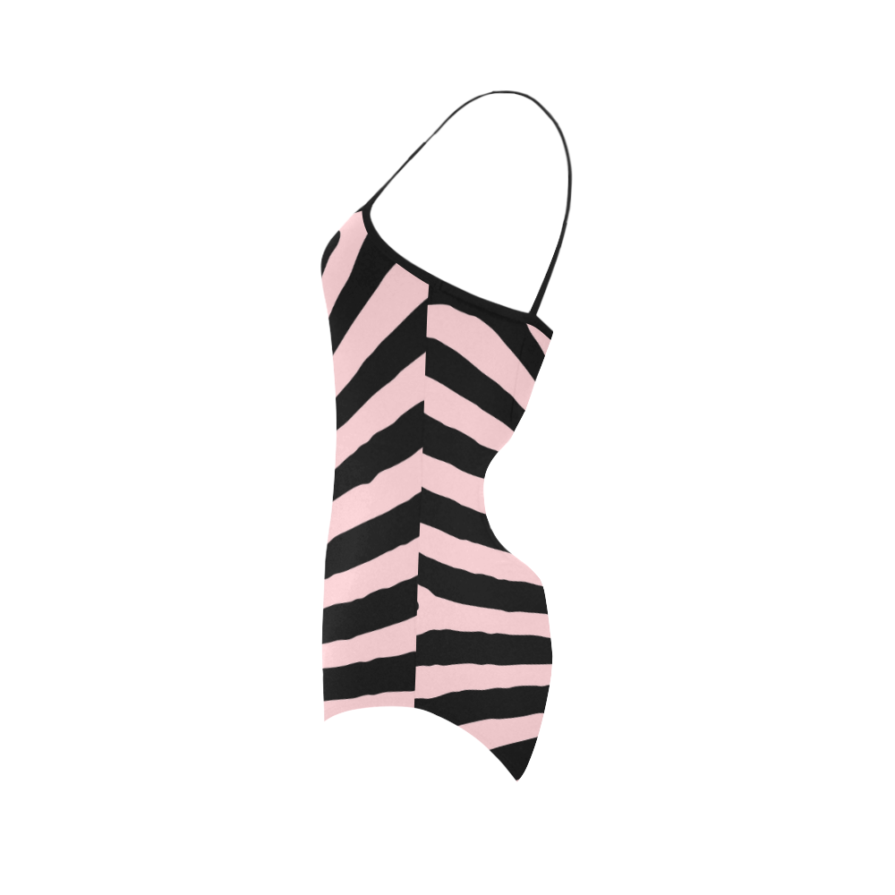 Pink and Black Zebra Stripe Strap Swimsuit ( Model S05)