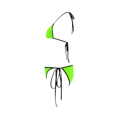 Fluorescent Green Neon With Black Piping Custom Bikini Swimsuit