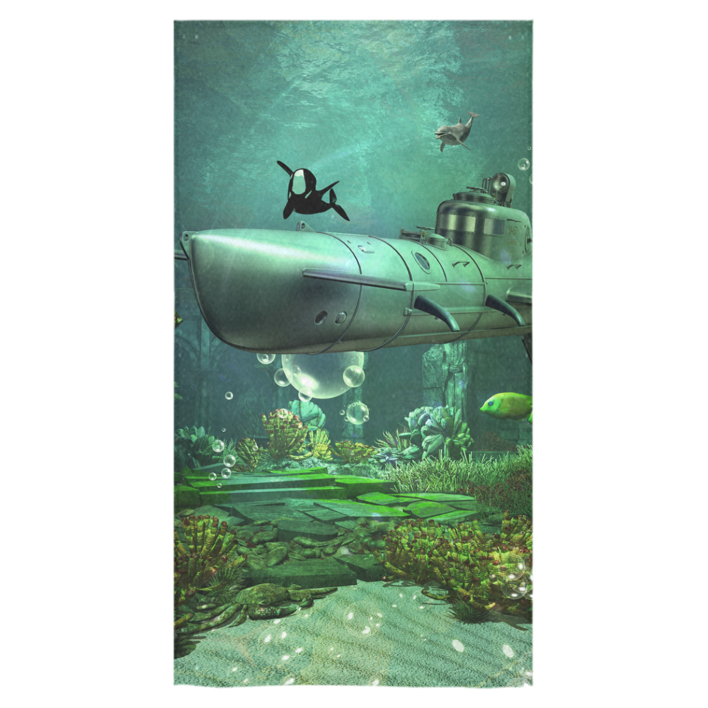 Awesome submarine with orca Bath Towel 30"x56"