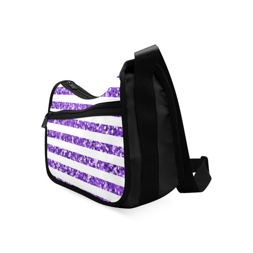 Purple Glitter Sparkle Stripes Crossbody Bags (Model 1616)