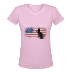 Honor Our Heroes On Memorial Day Women's Deep V-neck T-shirt (Model T19)