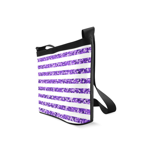 Purple Glitter Sparkle Stripes Crossbody Bags (Model 1613)