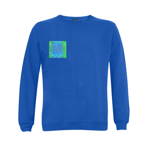 protection in nature colors-teal, blue and green blue Gildan Crewneck Sweatshirt(NEW) (Model H01)