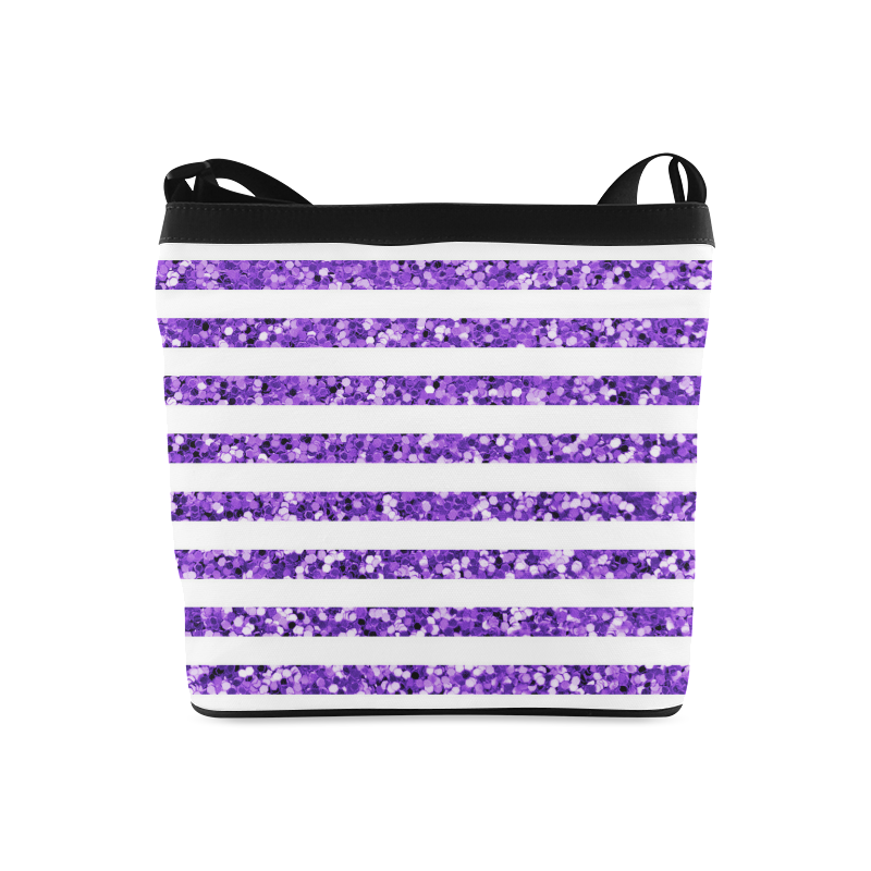 Purple Glitter Sparkle Stripes Crossbody Bags (Model 1613)