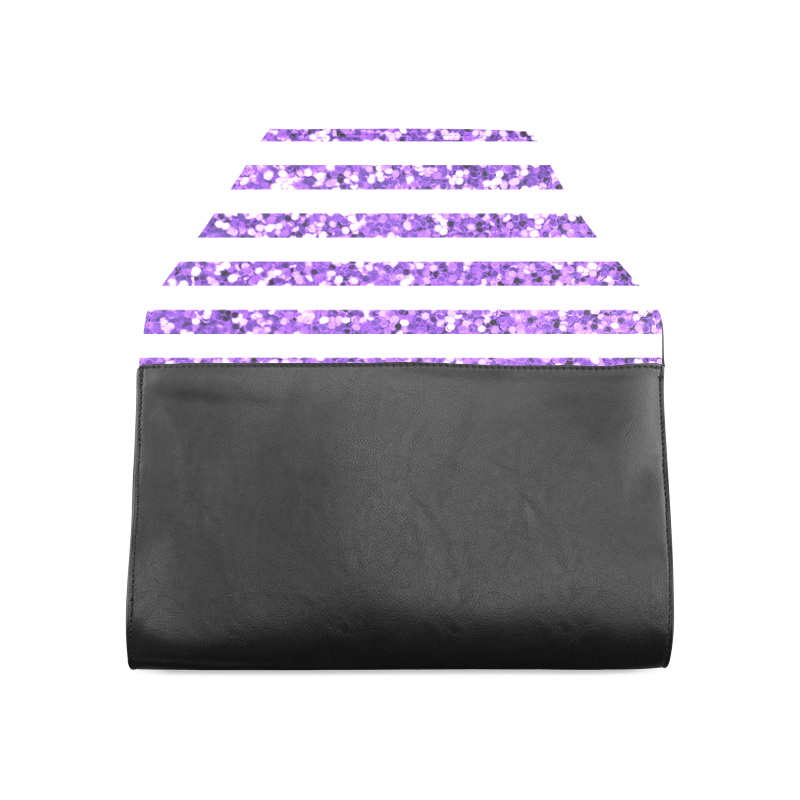 Purple Glitter Sparkle Stripes Clutch Bag (Model 1630)