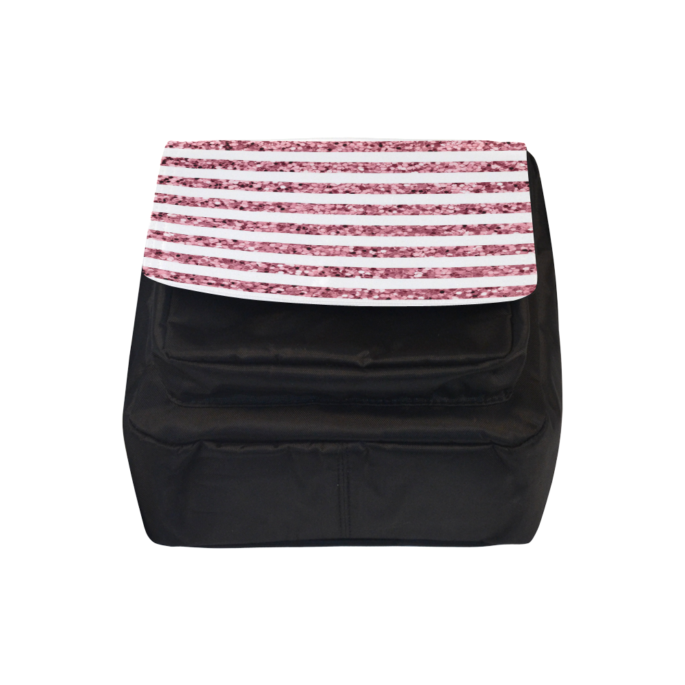 Pink Glitter Sparkle Stripes Crossbody Nylon Bags (Model 1633)
