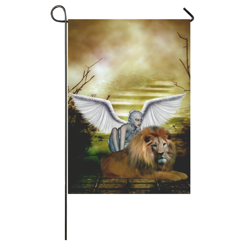 Fairy with lion Garden Flag 28''x40'' （Without Flagpole）