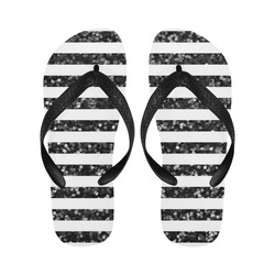Black Glitter Sparkle Stripes Flip Flops for Men/Women (Model 040)