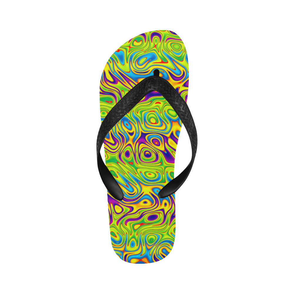 Multicolored Swimming Dots Flip Flops for Men/Women (Model 040)