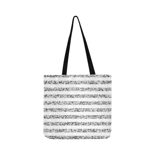 Silver Glitter Sparkle Stripes Reusable Shopping Bag Model 1660 (Two sides)