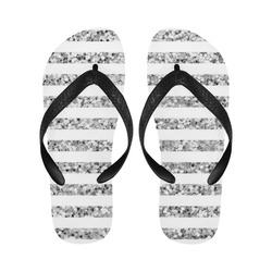 Silver Glitter Sparkle Stripes Flip Flops for Men/Women (Model 040)