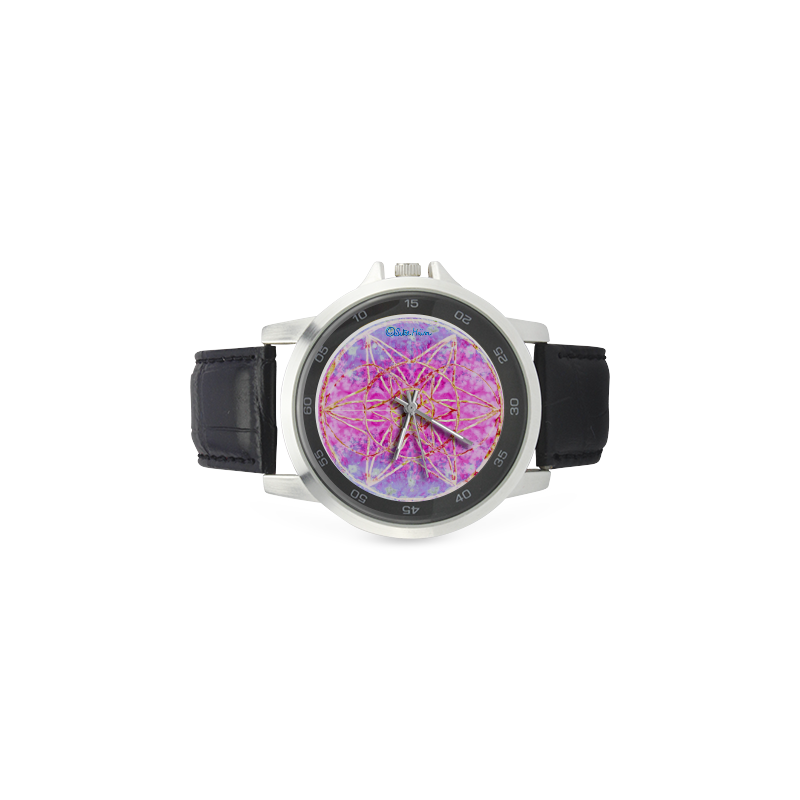 protection in purple colors Unisex Stainless Steel Leather Strap Watch(Model 202)