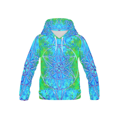 protection in nature colors-teal, blue and green All Over Print Hoodie for Kid (USA Size) (Model H13)