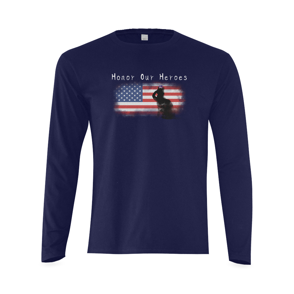 Honor Our Heroes On Memorial Day Sunny Men's T-shirt (long-sleeve) (Model T08)