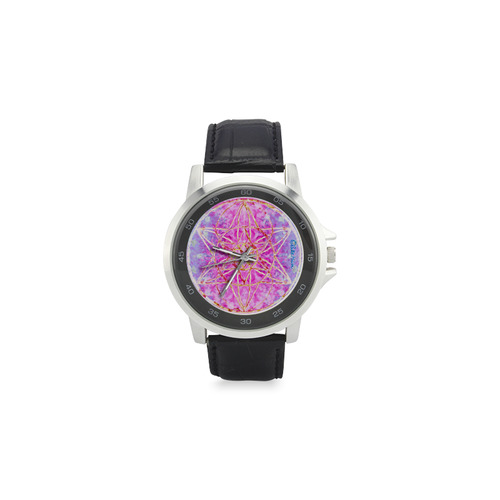 protection in purple colors Unisex Stainless Steel Leather Strap Watch(Model 202)