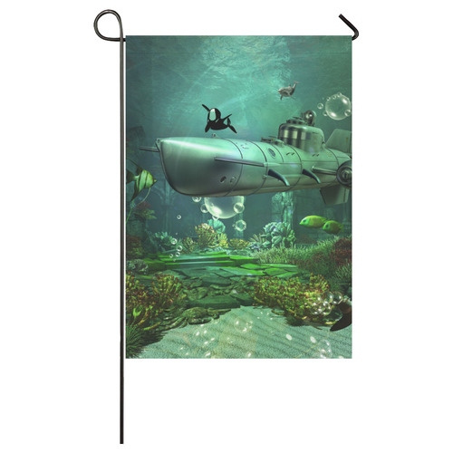 Awesome submarine with orca Garden Flag 28''x40'' （Without Flagpole）