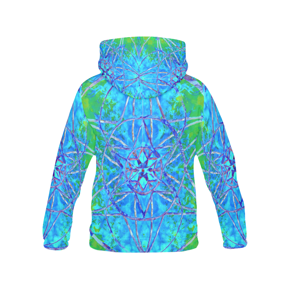 protection in nature colors-teal, blue and green All Over Print Hoodie for Women (USA Size) (Model H13)
