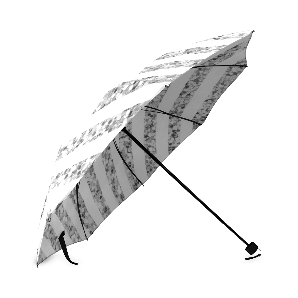 Silver Glitter Sparkle Stripes Foldable Umbrella (Model U01)