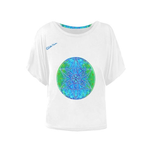 protection in nature colors-teal, blue and green-3 Women's Batwing-Sleeved Blouse T shirt (Model T44)