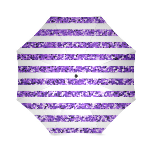 Purple Glitter Sparkle Stripes Foldable Umbrella (Model U01)