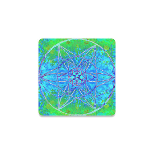 protection in nature colors-teal, blue and green Square Coaster