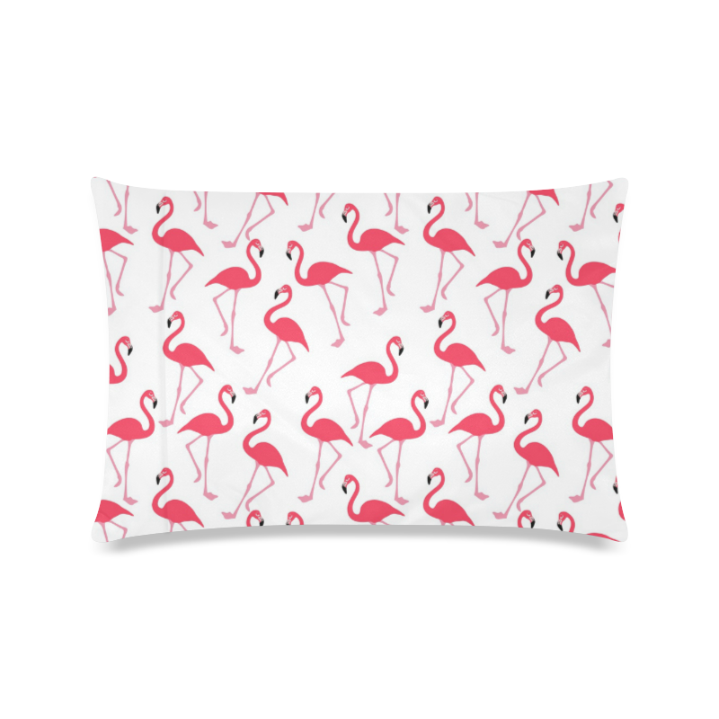 Flamingos on white background. Custom Zippered Pillow Case 16"x24"(Twin Sides)