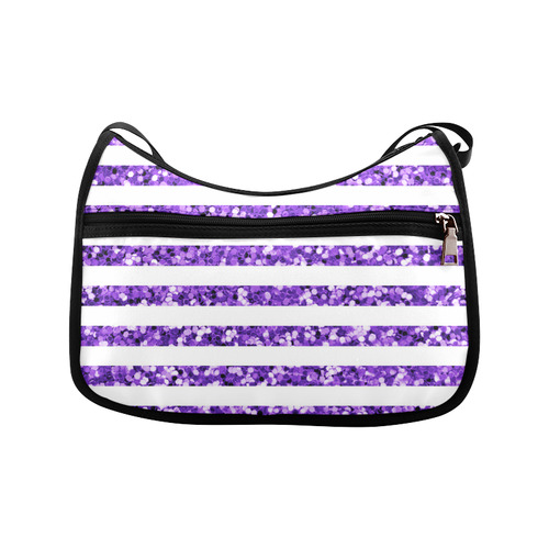 Purple Glitter Sparkle Stripes Crossbody Bags (Model 1616)